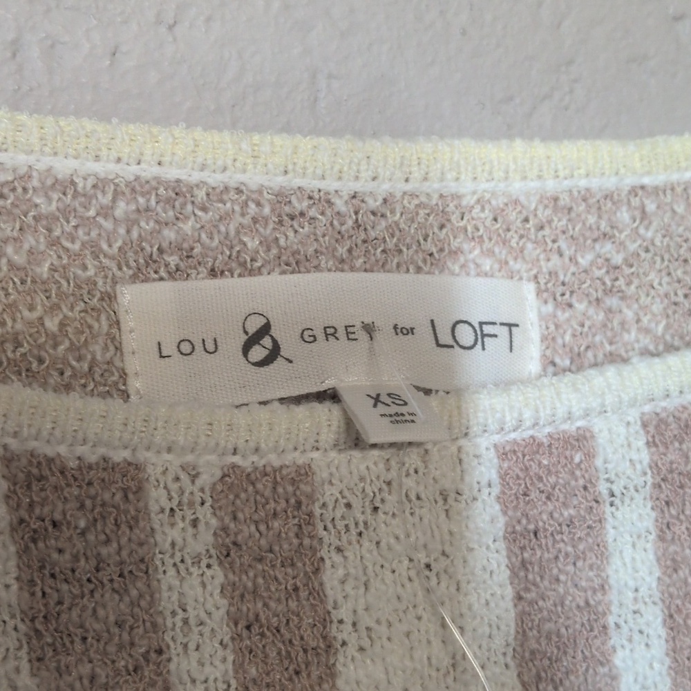 Lou & Grey for LOFT Sleeveless Striped Fringe sweater Size XS, NWT, Beach Casual - Picture 2 of 5